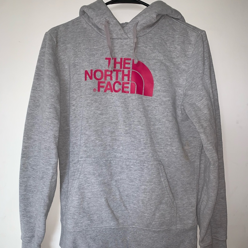 North face grey and pink hoodie